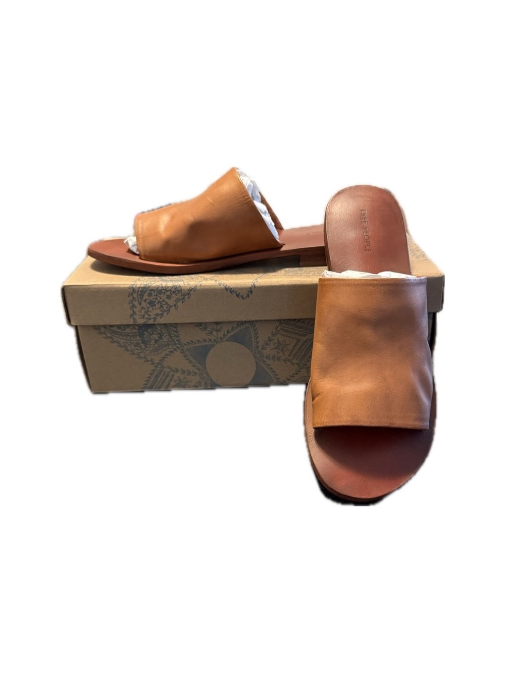 NIB Free People Tan Leather Slide Sandals